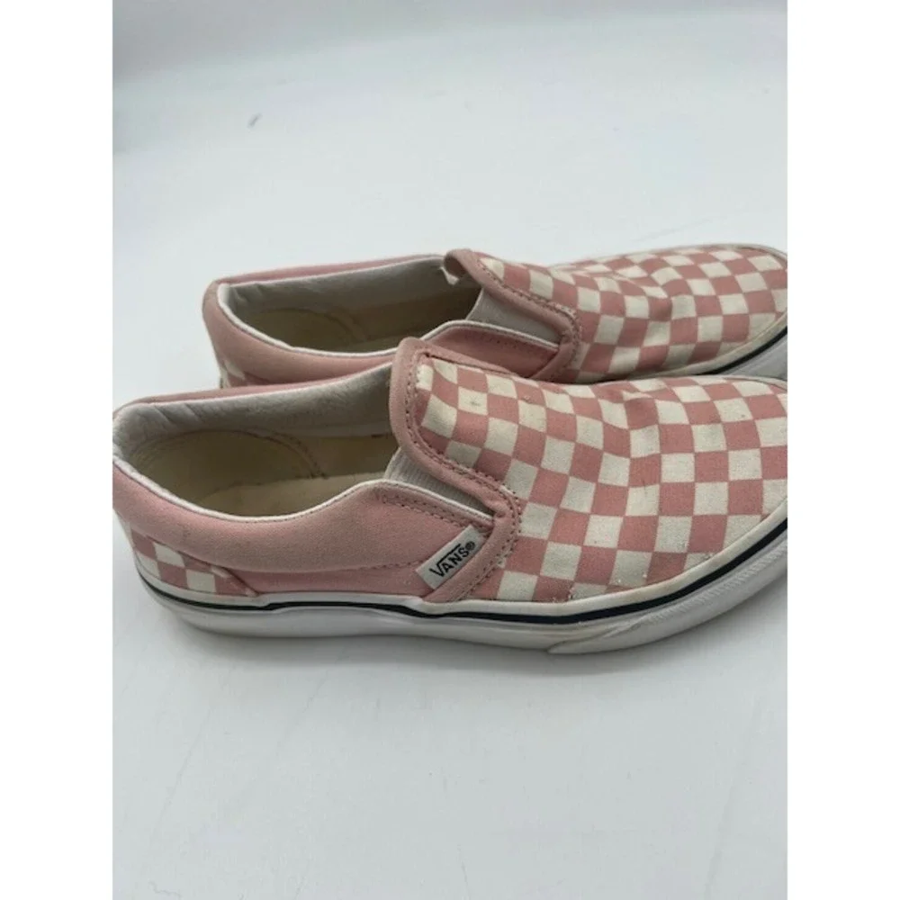 Vans Slip On Kids Size 3 Pink White Good Checkerboard Canvas Skate Shoes